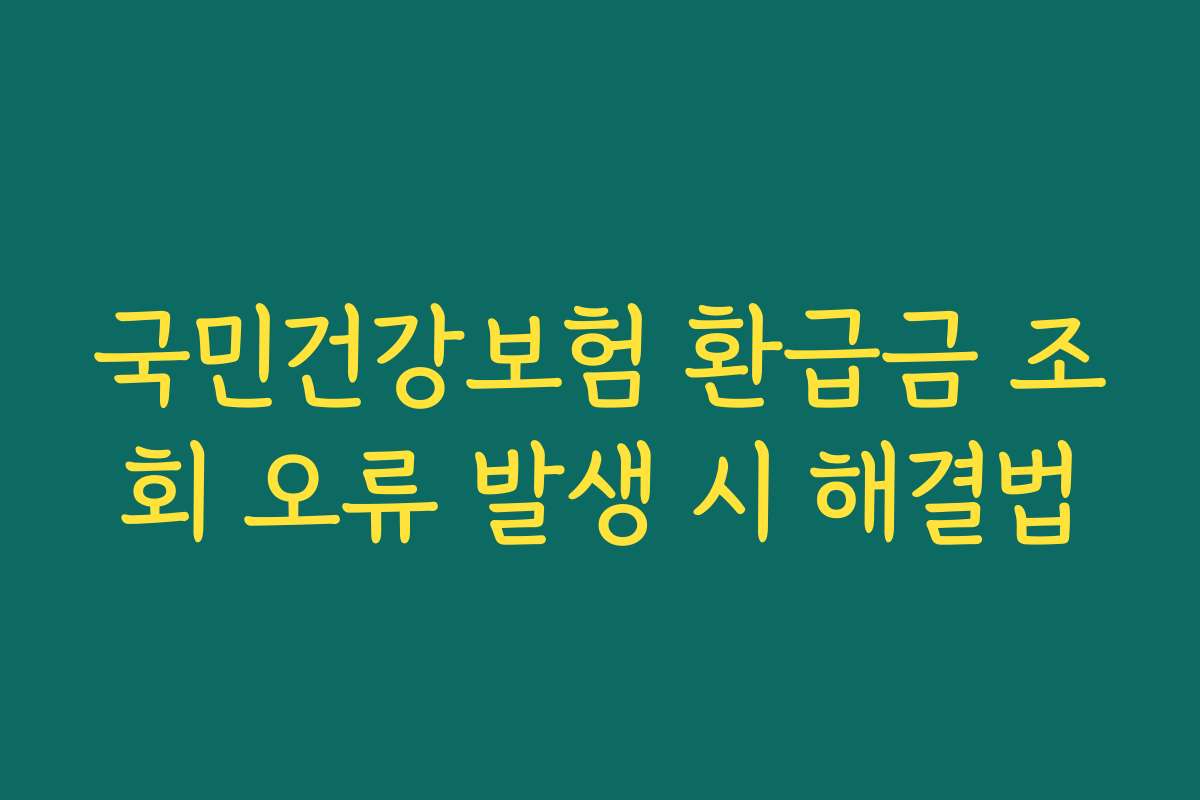 국민건강보험 환급금 조회 오류 발생 시 해결법
