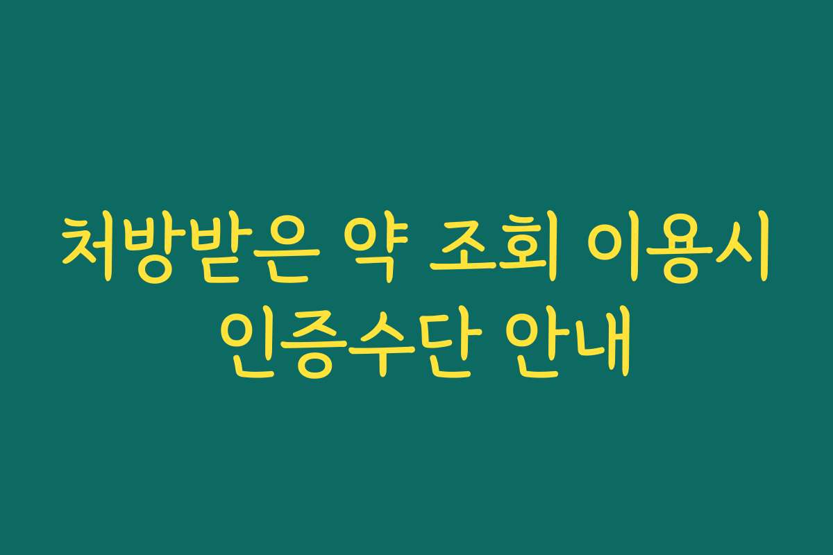 처방받은 약 조회 이용시 인증수단 안내