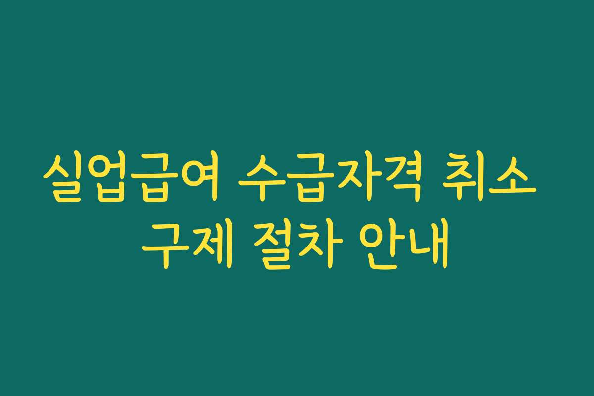실업급여 수급자격 취소 구제 절차 안내
