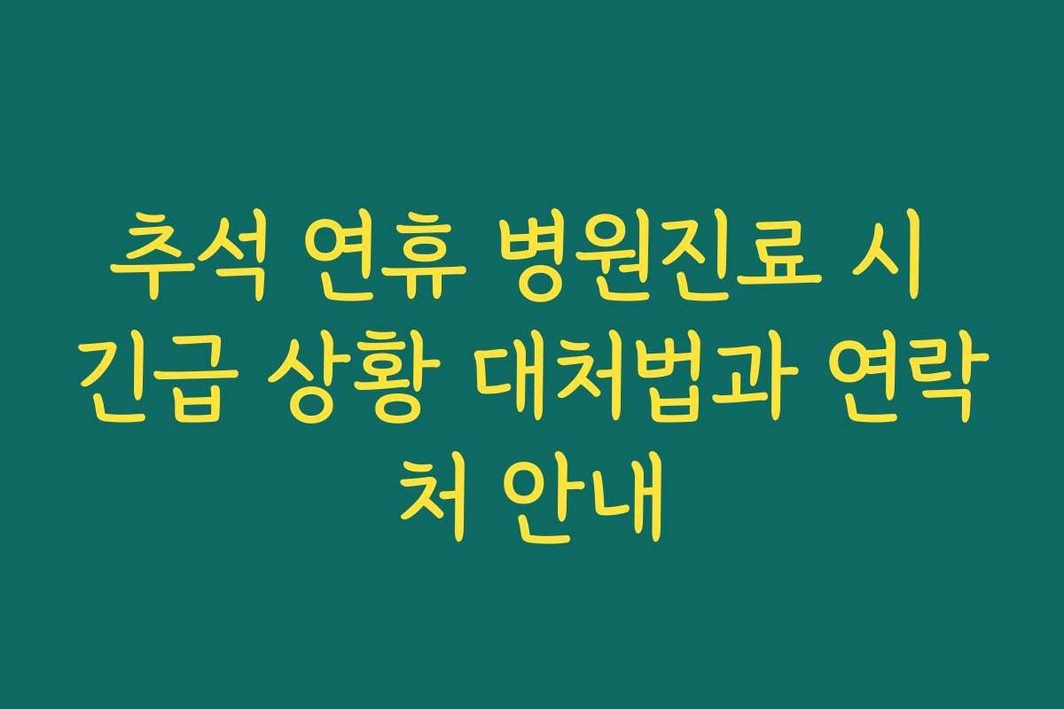 추석 연휴 병원진료 시 긴급 상황 대처법과 연락처 안내