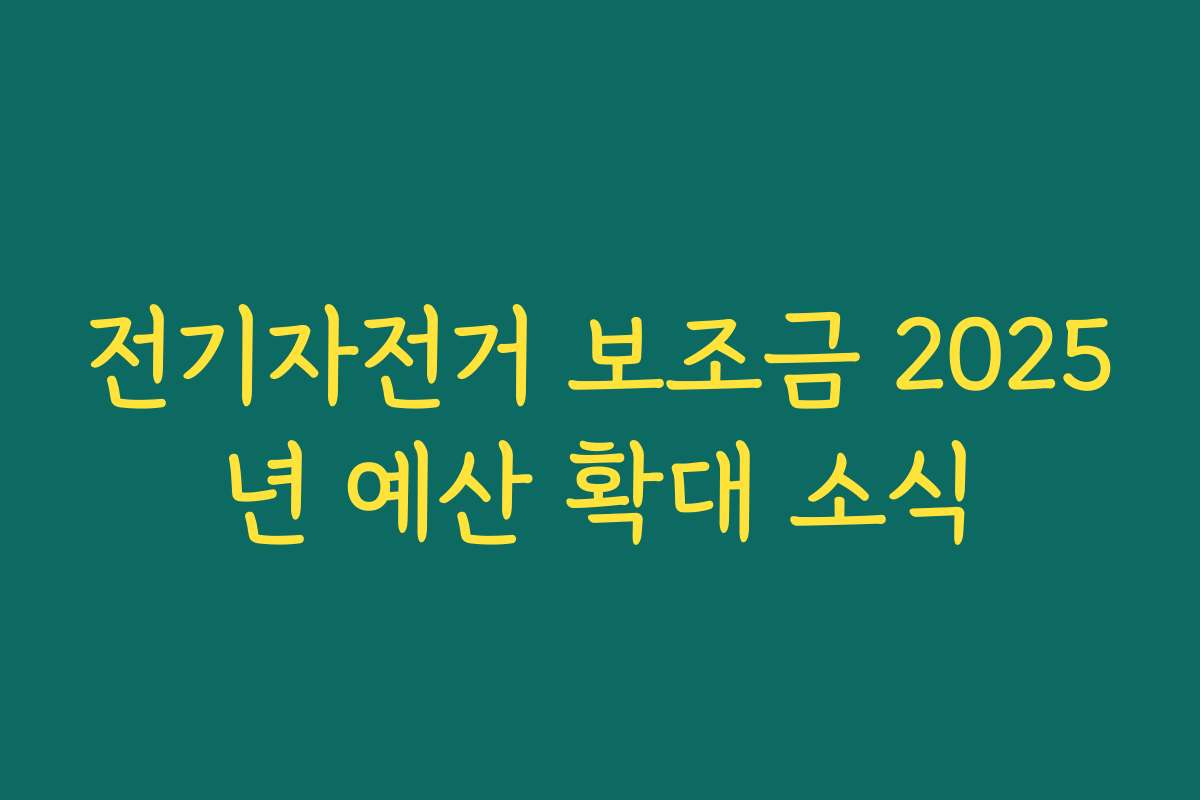 전기자전거 보조금 2025년 예산 확대 소식