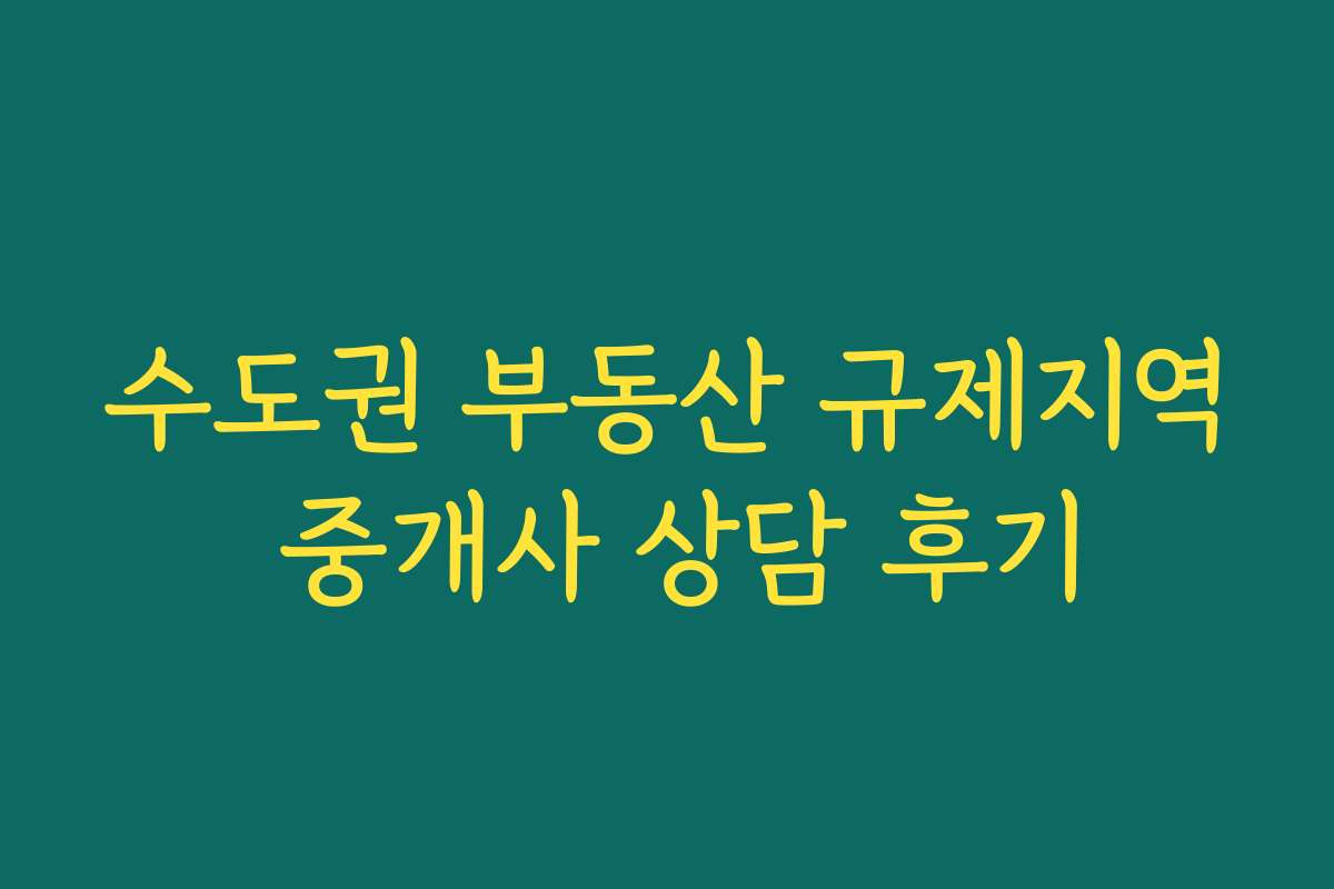 수도권 부동산 규제지역 중개사 상담 후기