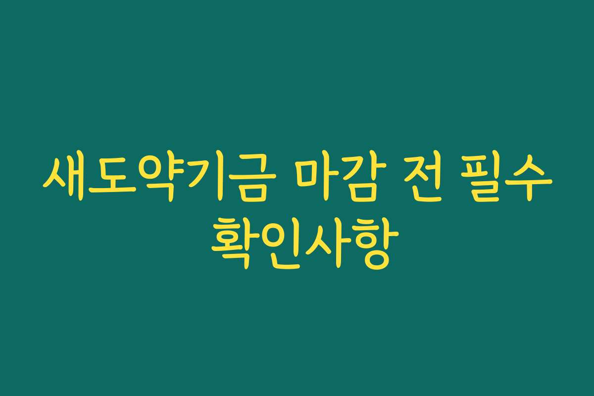 새도약기금 마감 전 필수 확인사항