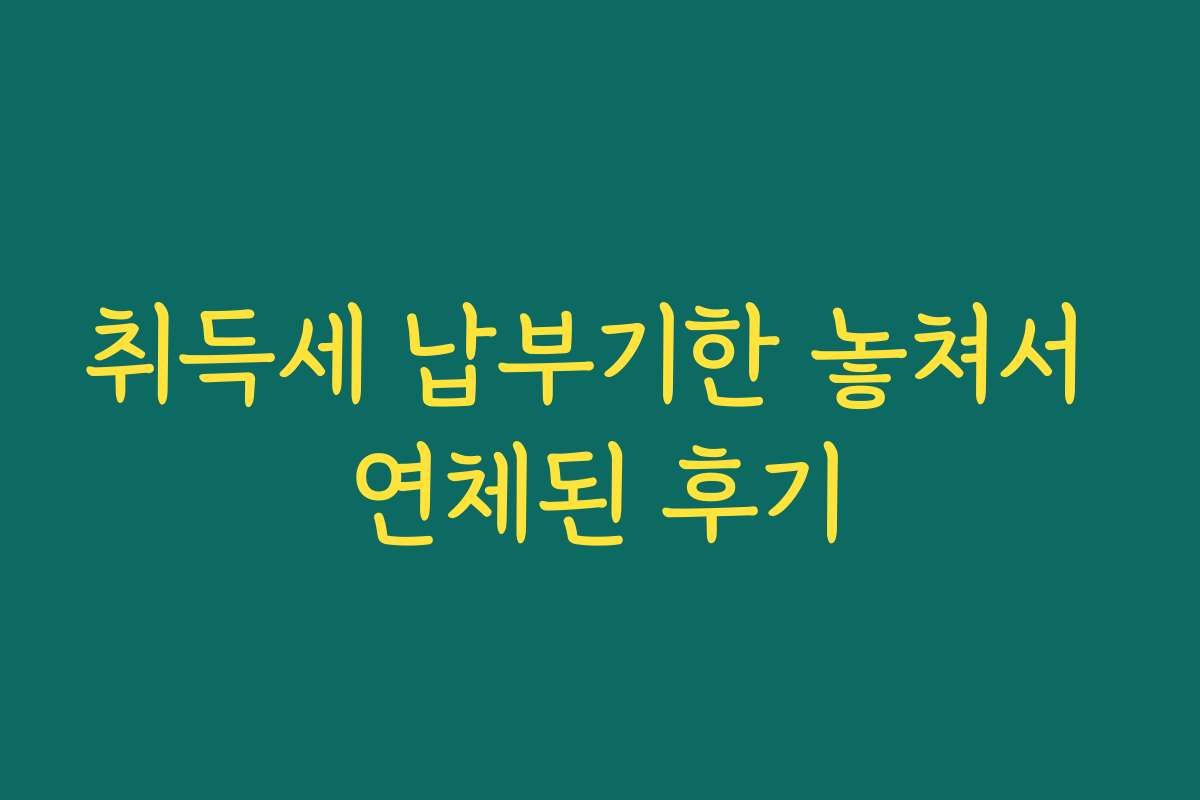 취득세 납부기한 놓쳐서 연체된 후기