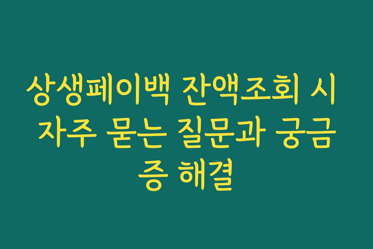 상생페이백 잔액조회 시 자주 묻는 질문과 궁금증 해결