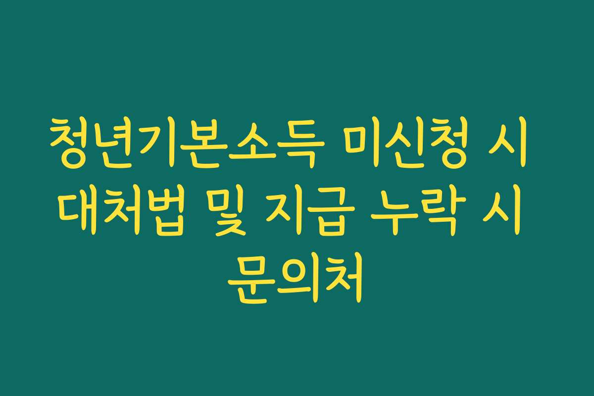 청년기본소득 미신청 시 대처법 및 지급 누락 시 문의처