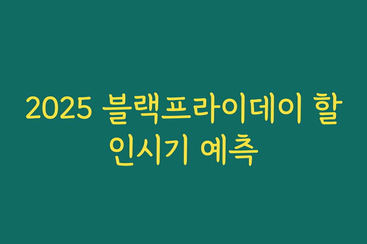 2025 블랙프라이데이 할인시기 예측