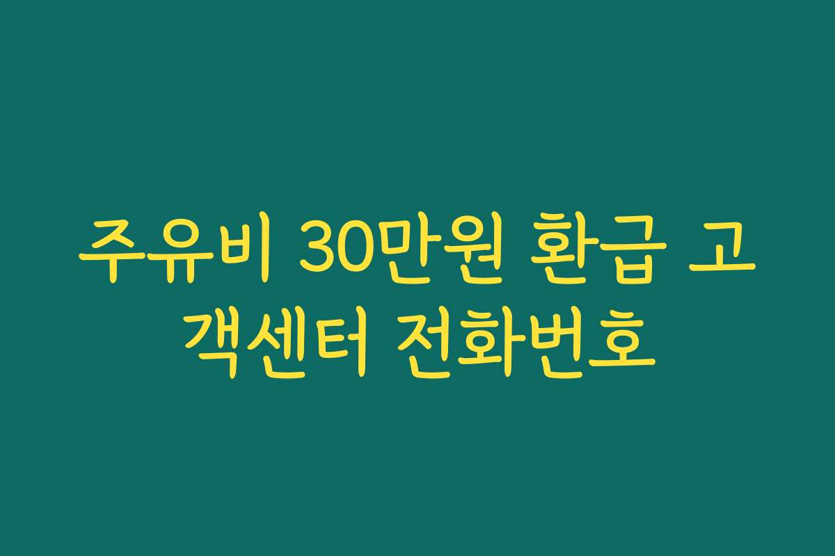주유비 30만원 환급 고객센터 전화번호