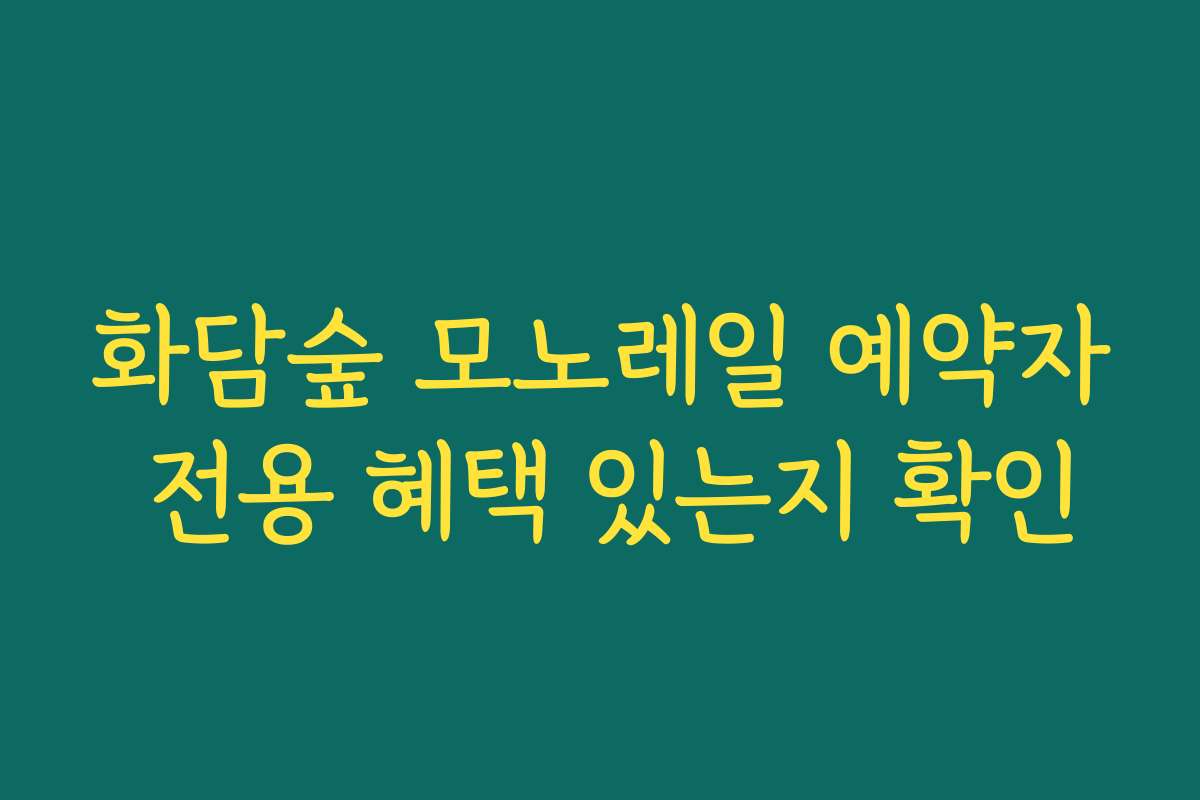 화담숲 모노레일 예약자 전용 혜택 있는지 확인