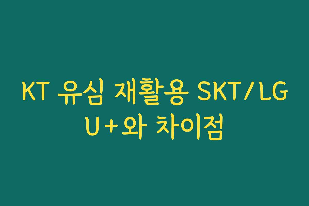 KT 유심 재활용 SKT/LGU+와 차이점