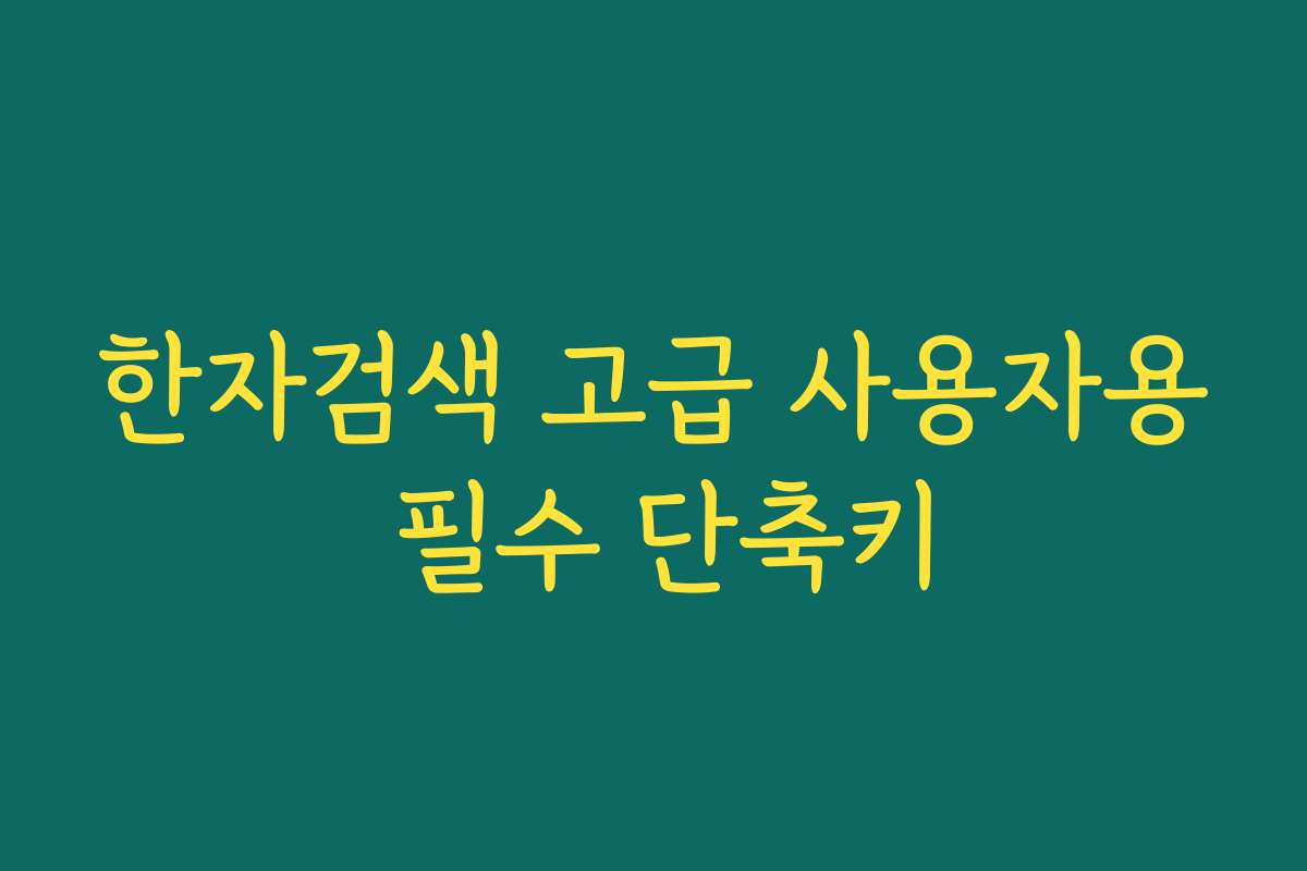 한자검색 고급 사용자용 필수 단축키