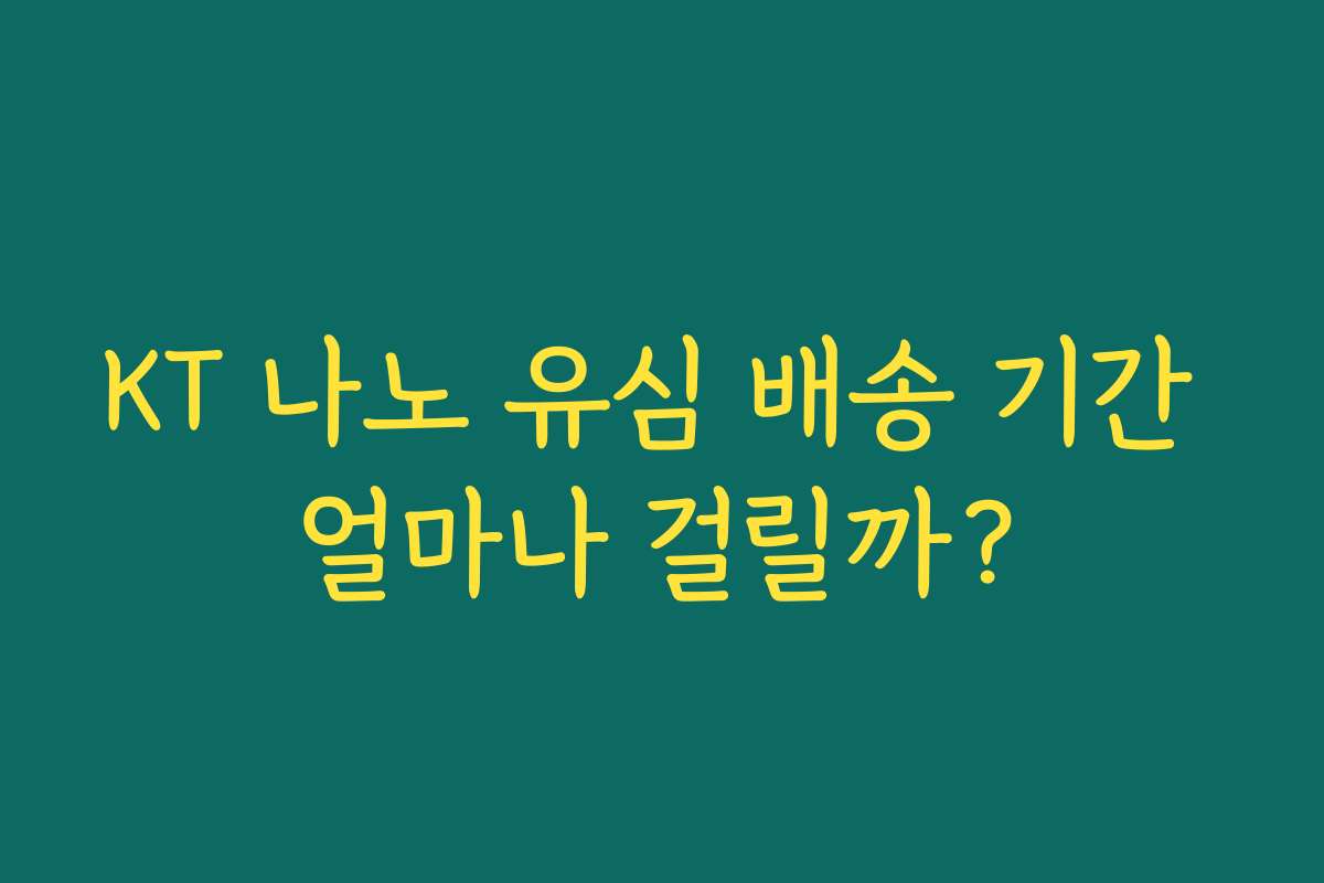 KT 나노 유심 배송 기간 얼마나 걸릴까?