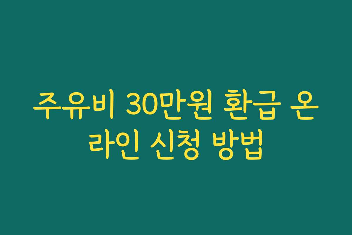 주유비 30만원 환급 온라인 신청 방법