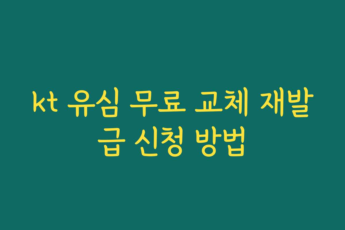 kt 유심 무료 교체 재발급 신청 방법