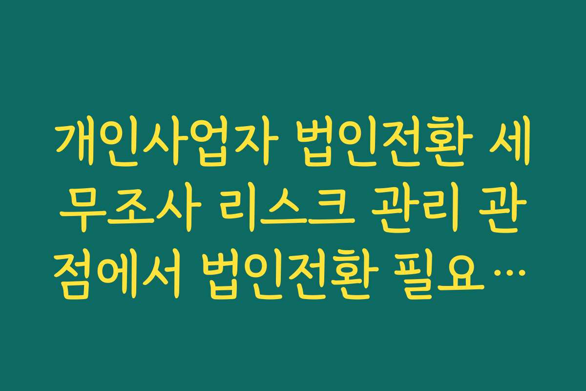 개인사업자 법인전환 세무조사 리스크 관리 관점에서 법인전환 필요성을 검토하는 법