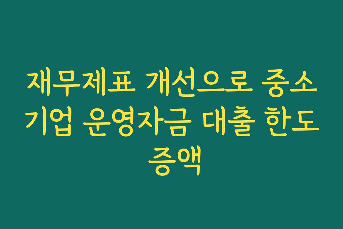 재무제표 개선으로 중소기업 운영자금 대출 한도 증액