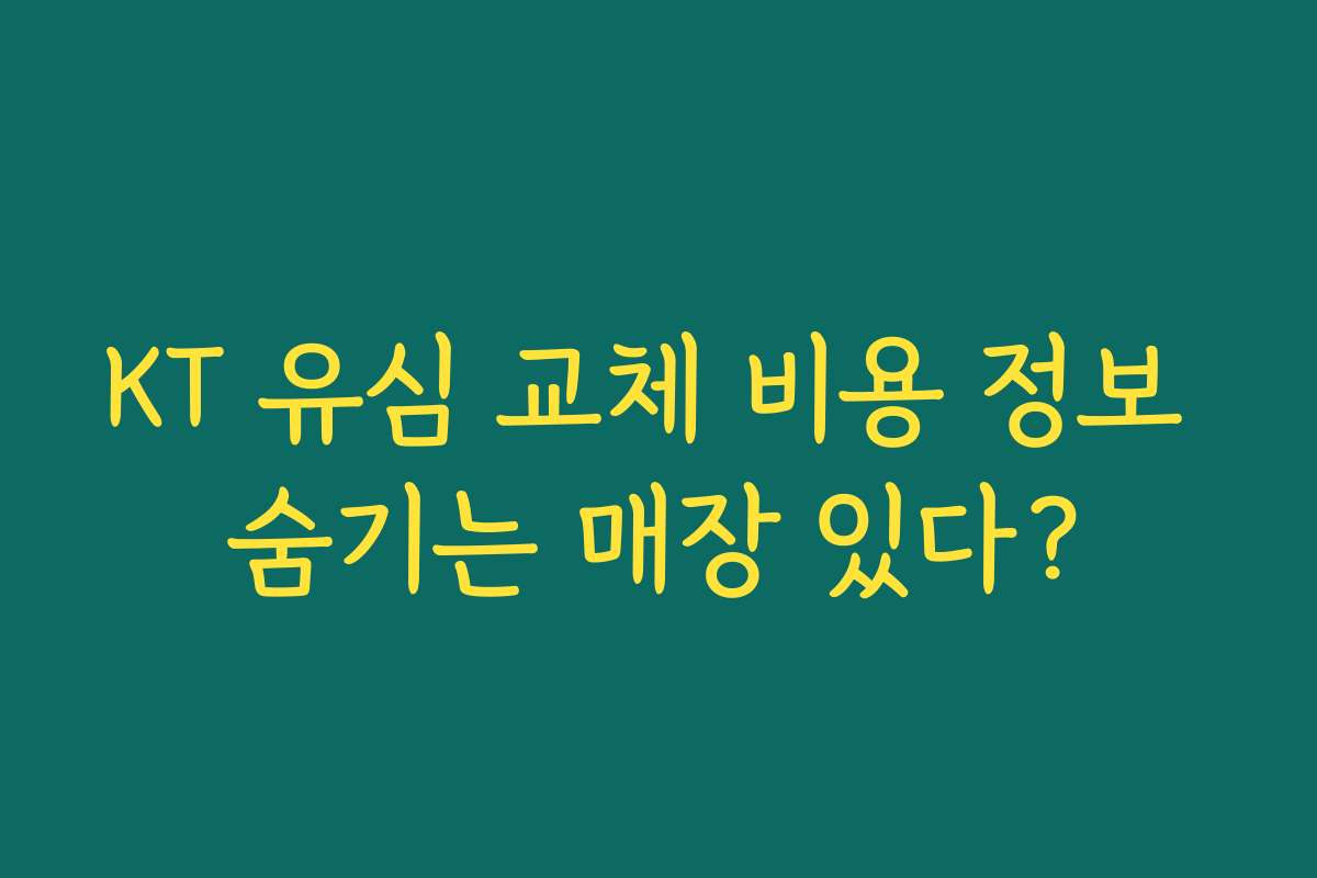 KT 유심 교체 비용 정보 숨기는 매장 있다?