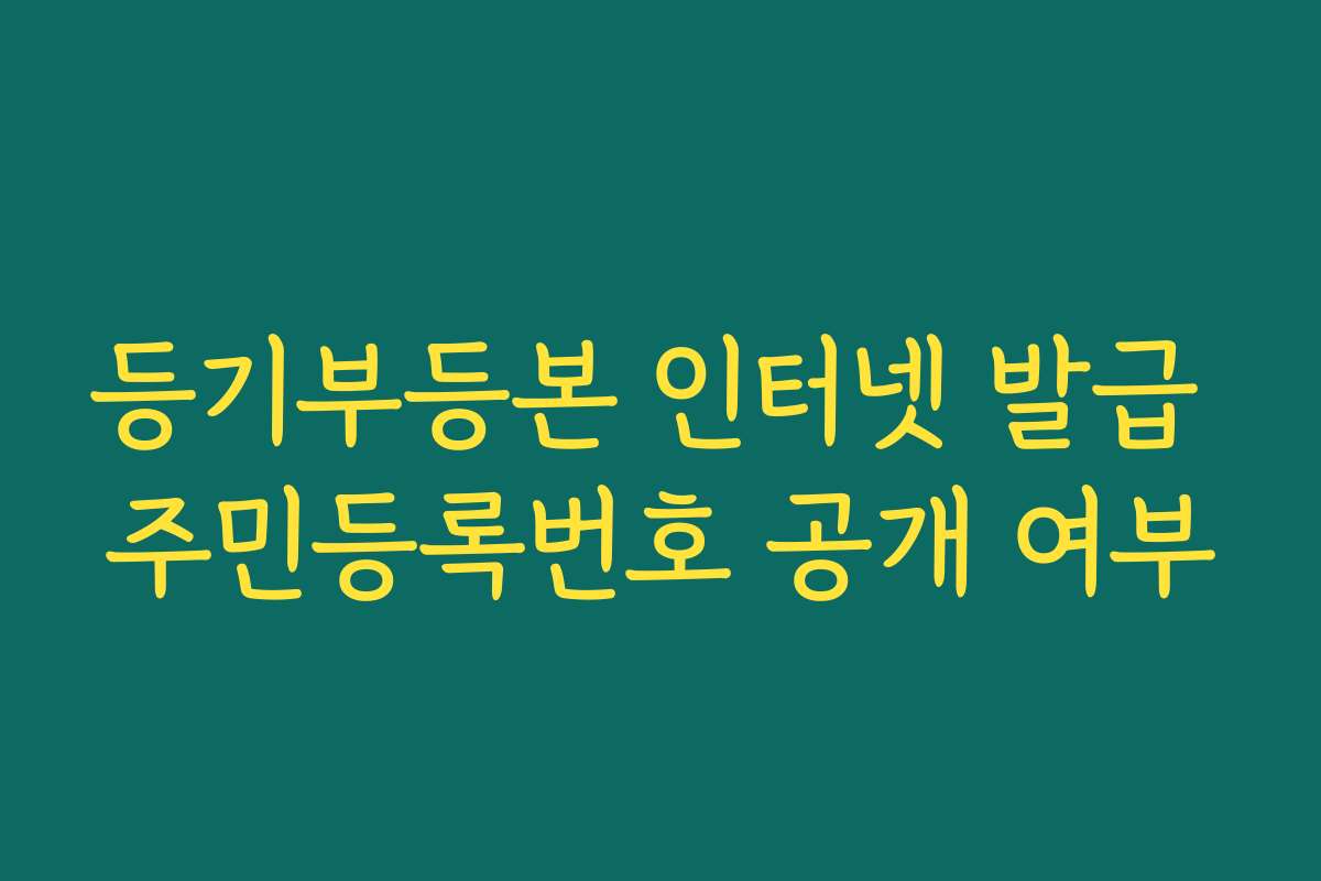 등기부등본 인터넷 발급 주민등록번호 공개 여부