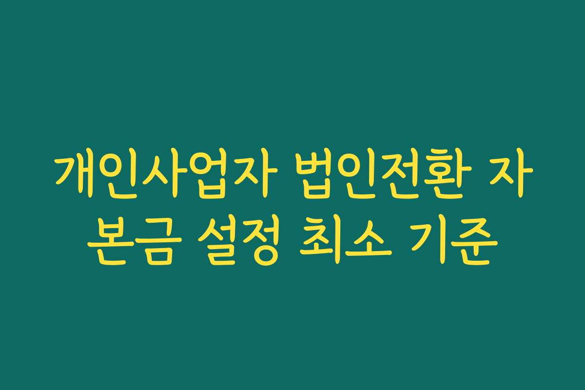 개인사업자 법인전환 자본금 설정 최소 기준