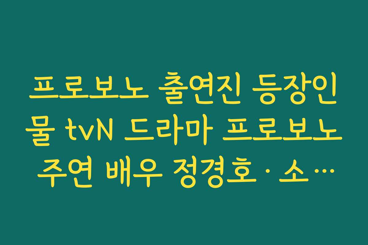 프로보노 출연진 등장인물 tvN 드라마 프로보노 주연 배우 정경호·소주연 캐릭터 소개 정리