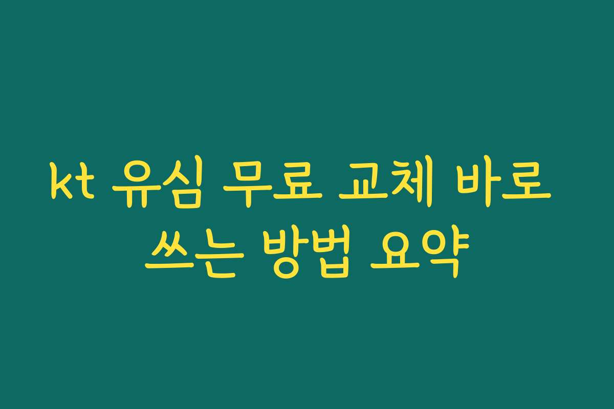 kt 유심 무료 교체 바로 쓰는 방법 요약