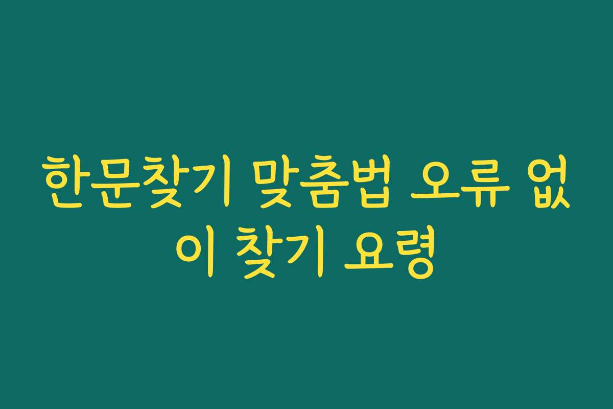 한문찾기 맞춤법 오류 없이 찾기 요령