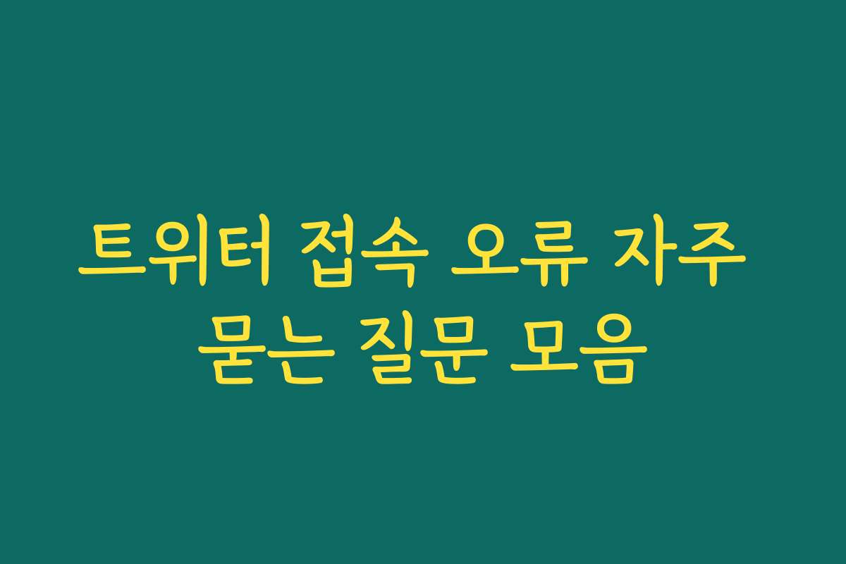 트위터 접속 오류 자주 묻는 질문 모음
