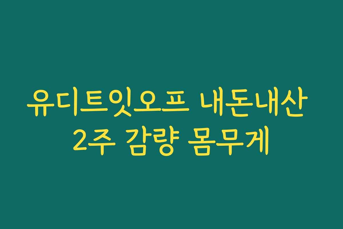 유디트잇오프 내돈내산 2주 감량 몸무게