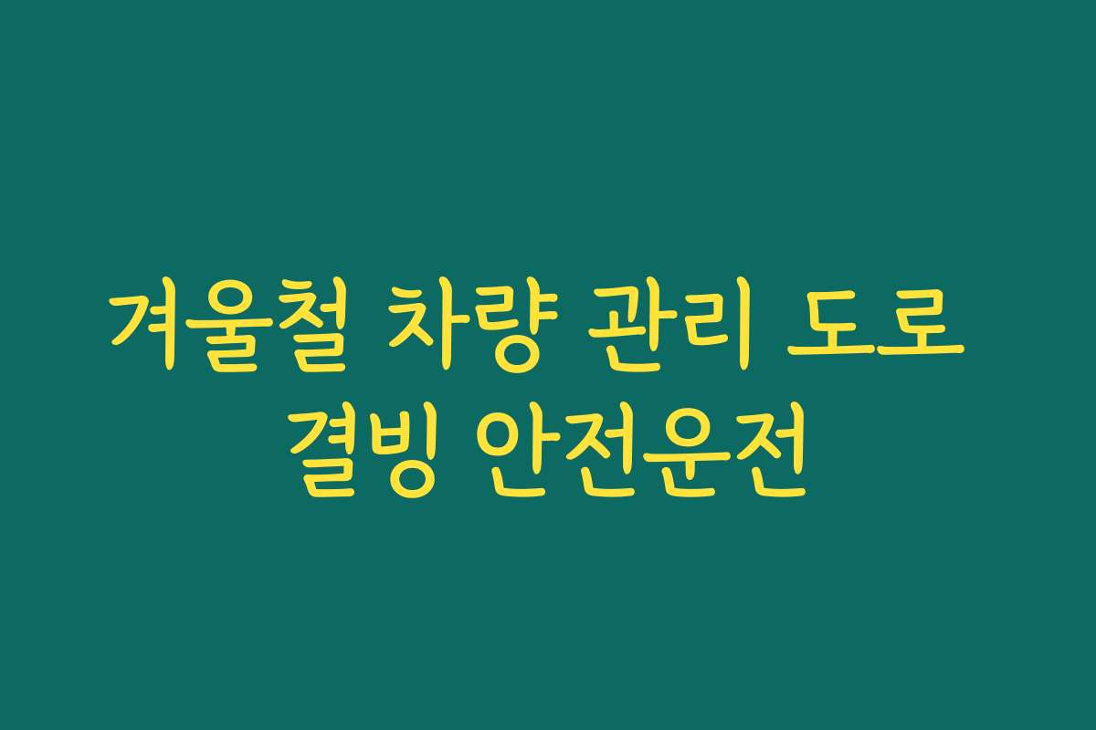 겨울철 차량 관리 도로 결빙 안전운전
