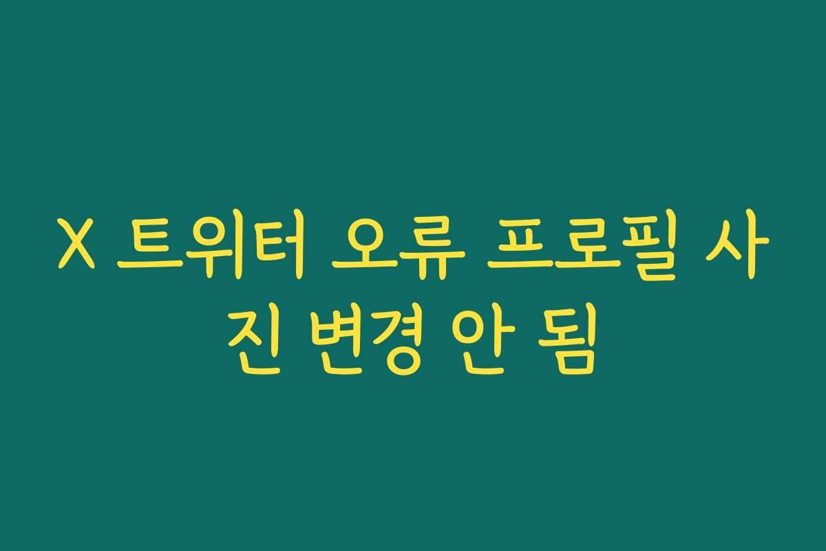 X 트위터 오류 프로필 사진 변경 안 됨