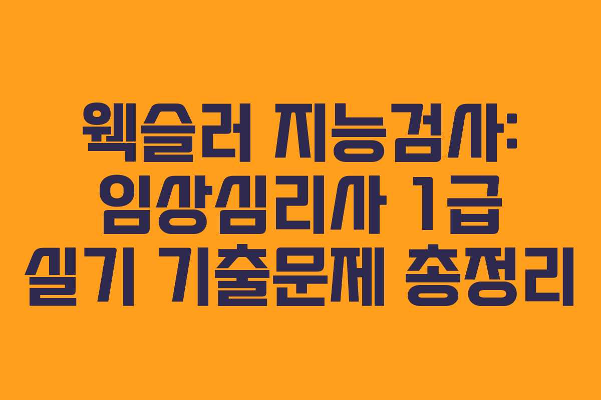 웩슬러 지능검사: 임상심리사 1급 실기 기출문제 총정리