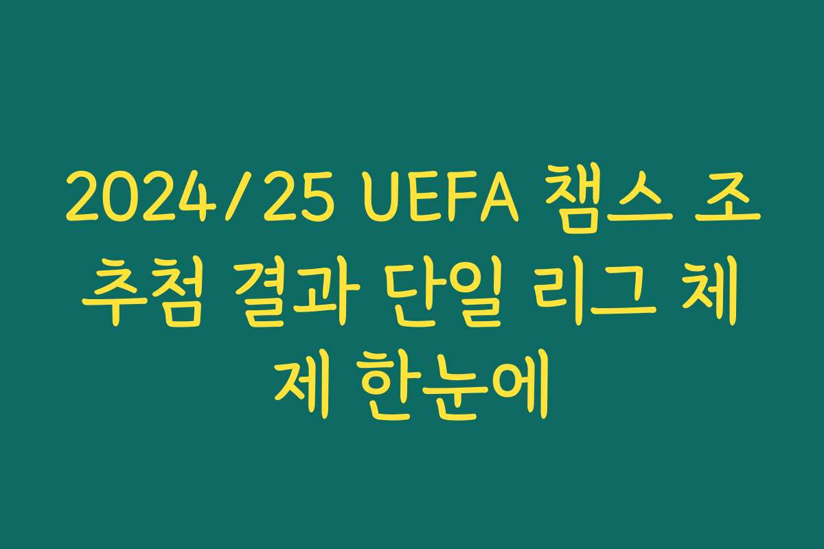 2024/25 UEFA 챔스 조추첨 결과 단일 리그 체제 한눈에