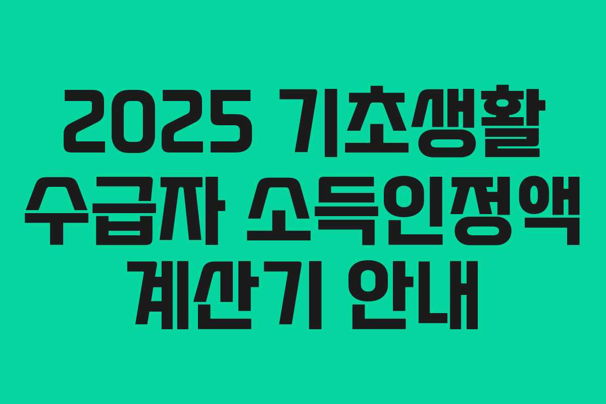 2025 기초생활 수급자 소득인정액 계산기 안내
