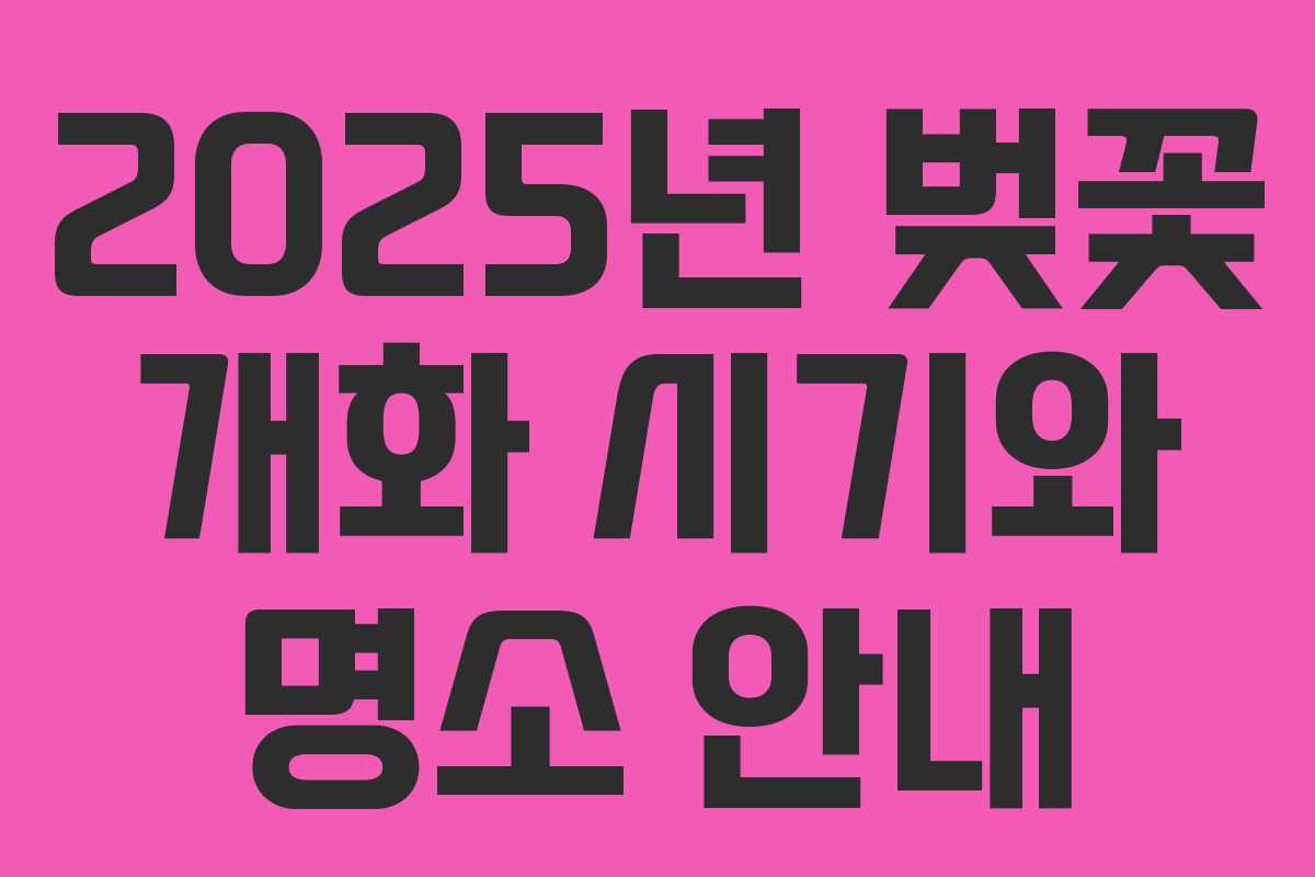 2025년 벚꽃 개화 시기와 명소 안내