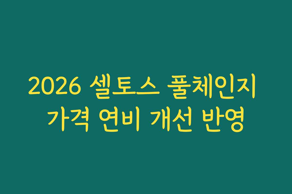 2026 셀토스 풀체인지 가격 연비 개선 반영