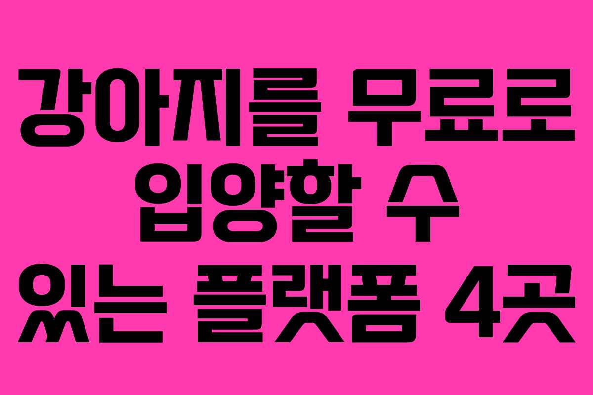 강아지를 무료로 입양할 수 있는 플랫폼 4곳