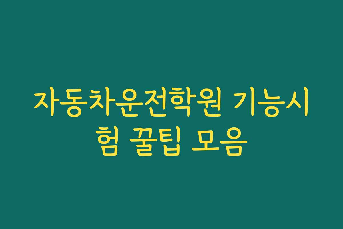 자동차운전학원 기능시험 꿀팁 모음