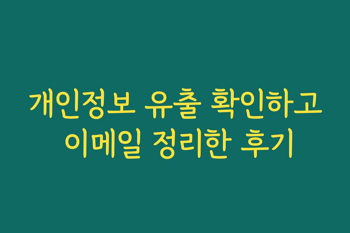 개인정보 유출 확인하고 이메일 정리한 후기