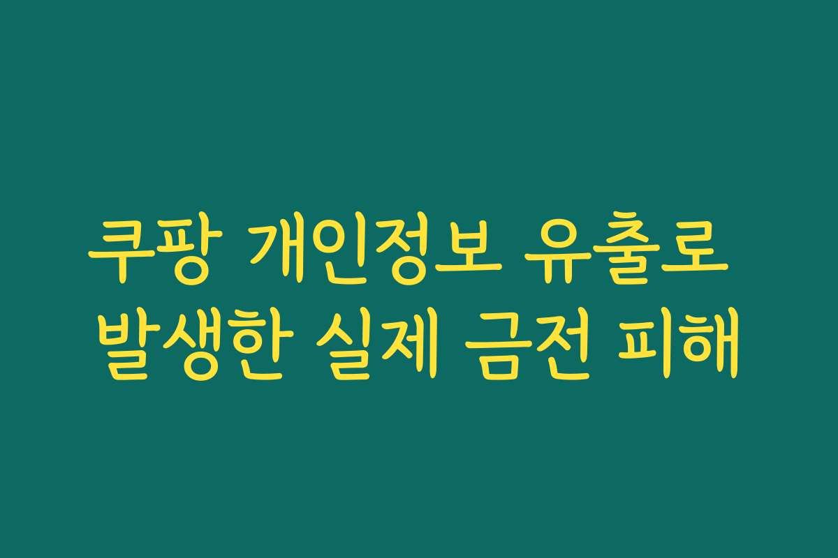 쿠팡 개인정보 유출로 발생한 실제 금전 피해