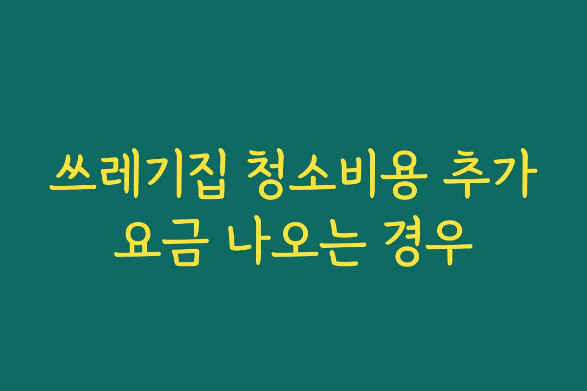쓰레기집 청소비용 추가요금 나오는 경우