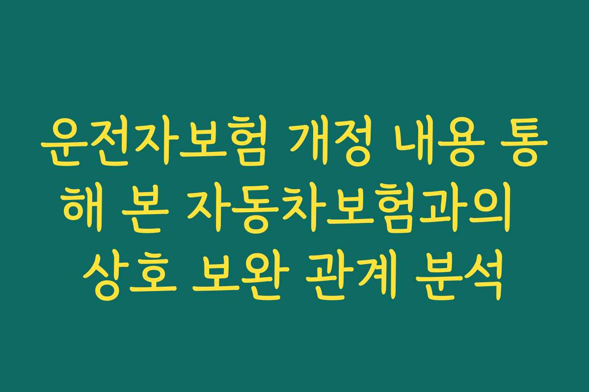 운전자보험 개정 내용 통해 본 자동차보험과의 상호 보완 관계 분석