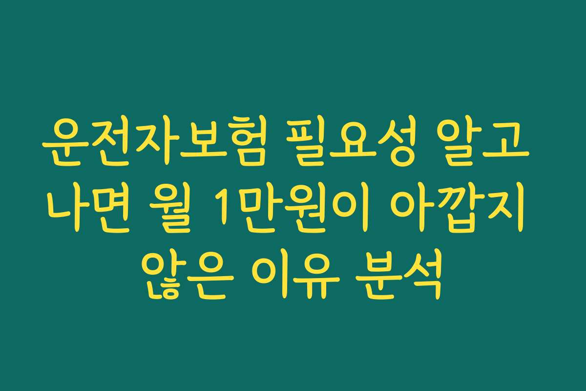 운전자보험 필요성 알고 나면 월 1만원이 아깝지 않은 이유 분석