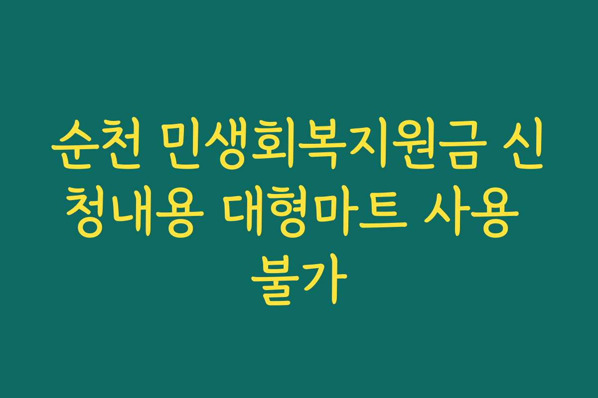 순천 민생회복지원금 신청내용 대형마트 사용 불가
