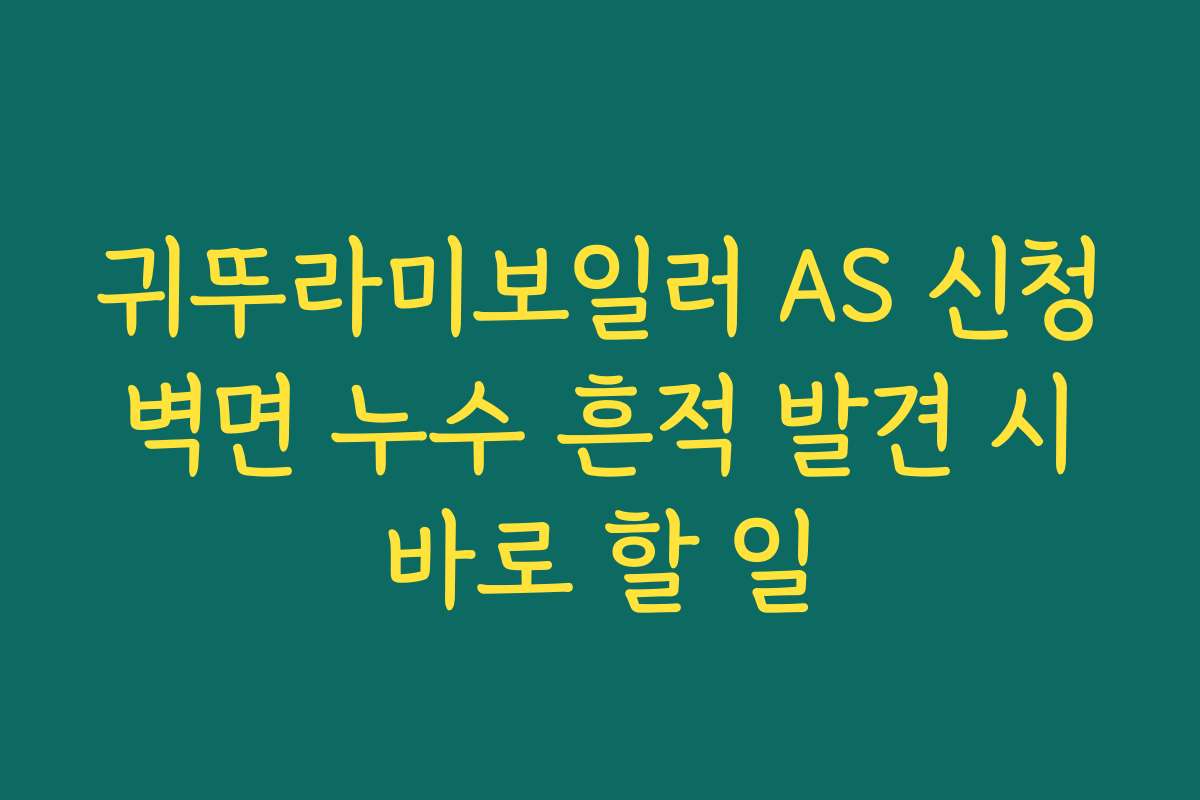 귀뚜라미보일러 AS 신청 벽면 누수 흔적 발견 시 바로 할 일
