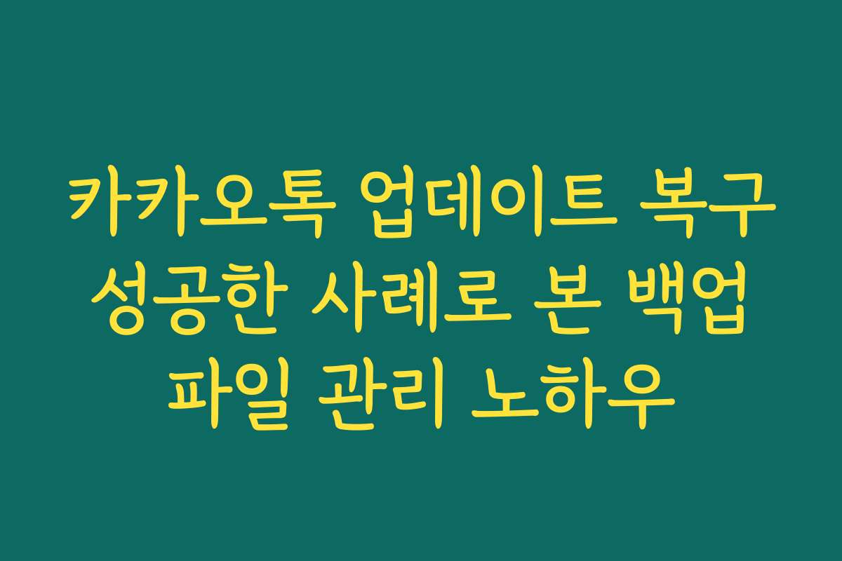 카카오톡 업데이트 복구 성공한 사례로 본 백업 파일 관리 노하우