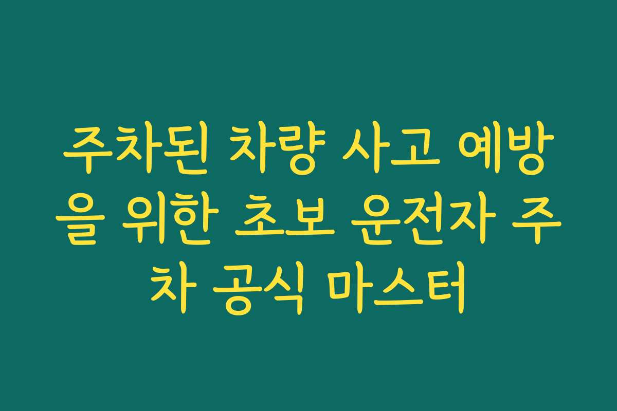 주차된 차량 사고 예방을 위한 초보 운전자 주차 공식 마스터