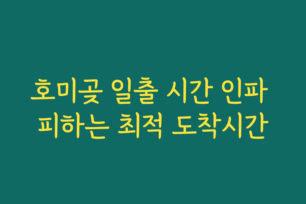 호미곶 일출 시간 인파 피하는 최적 도착시간