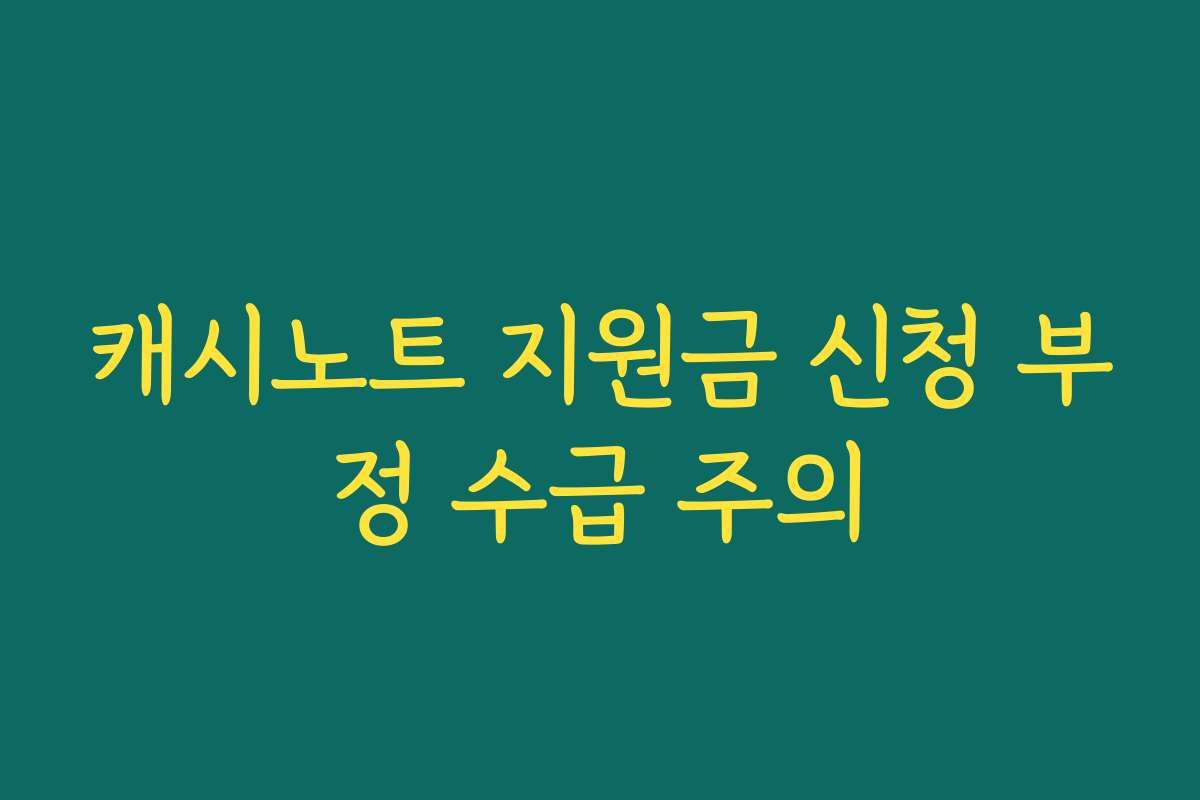 캐시노트 지원금 신청 부정 수급 주의