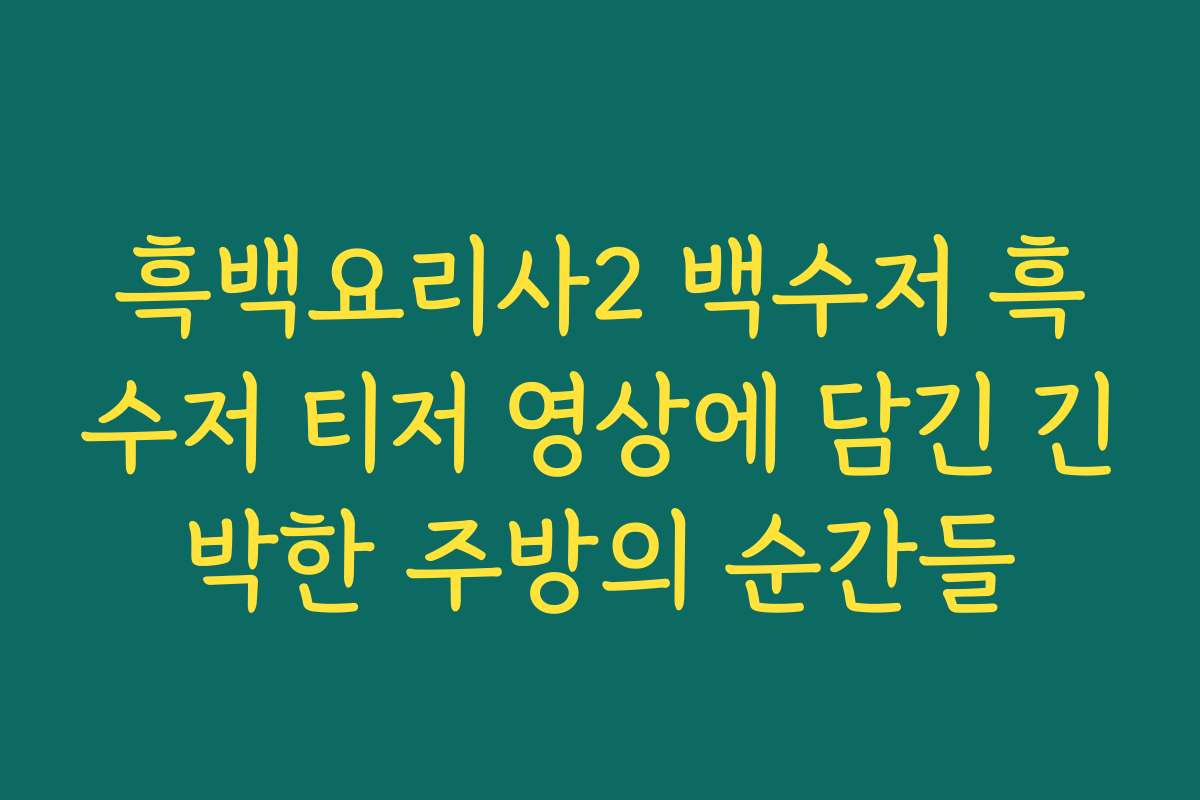 흑백요리사2 백수저 흑수저 티저 영상에 담긴 긴박한 주방의 순간들