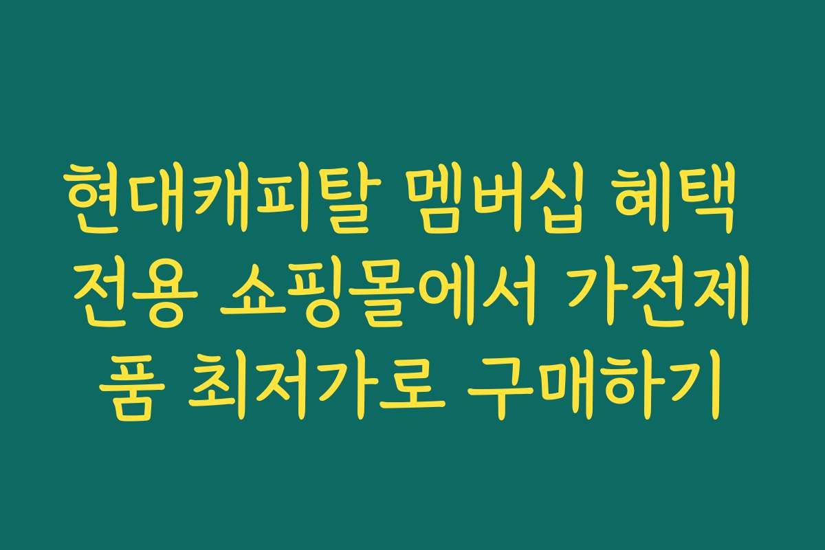 현대캐피탈 멤버십 혜택 전용 쇼핑몰에서 가전제품 최저가로 구매하기